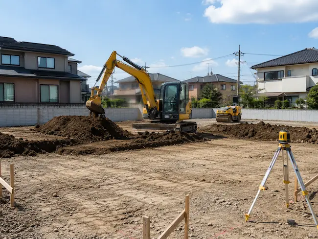 高萩市・北茨城市周辺で解体後の整地や造成工事に対応する鈴木建材のイメージ